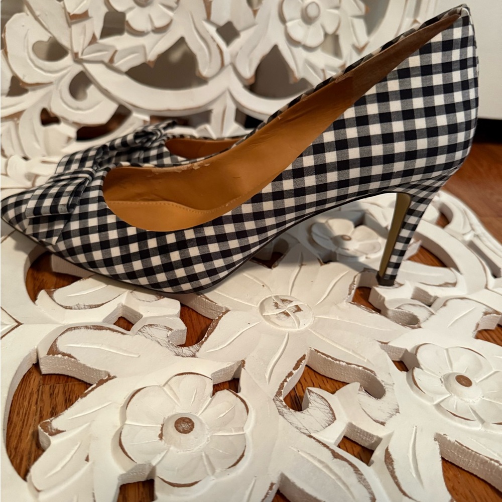 J. Crew Black and White 3inch Gingham Heels - Picture 3 of 5